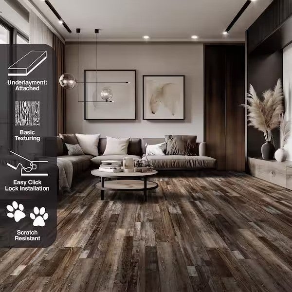 Folsbury Ridge 6 MIL x 6 in. W x36 in. Brown Waterproof Vinyl