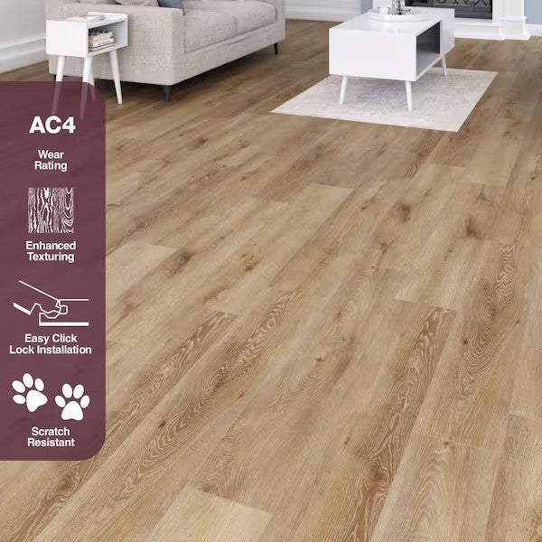 Virgil Island Oak 12 mm T x 8 in. W Waterproof Laminate Wood