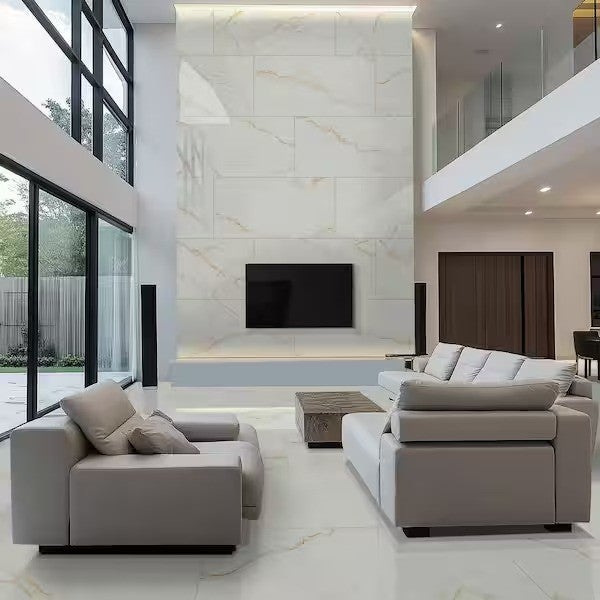 Amari Gold 24 in. x 48 in. Polished Porcelain Marble Look Floor