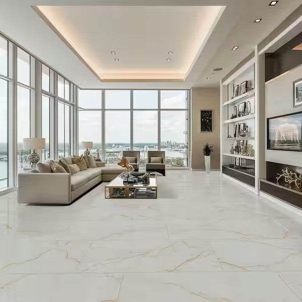Amari Gold 24 in. x 48 in. Polished Porcelain Marble Look Floor